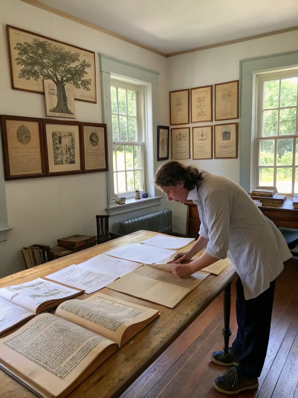 A researcher examining historical documents in a well-organized archive room, representing ARPA's dedication to providing access to valuable research resources.