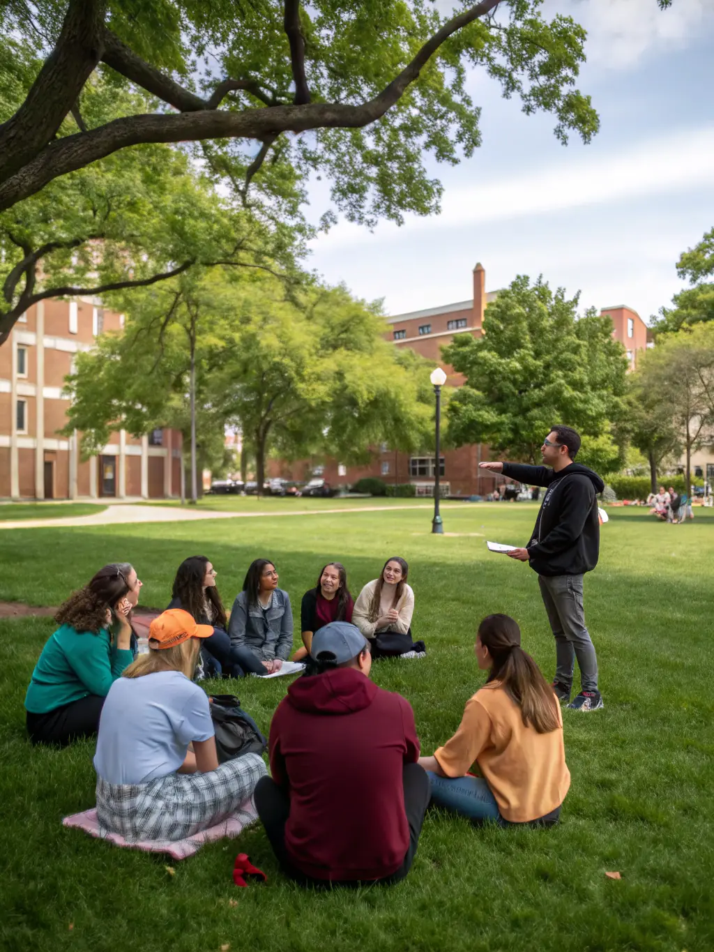 A group of students participating in a history workshop with a guide, illustrating ARPA's educational programs and workshops.